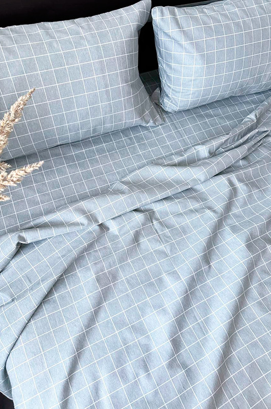 Комплект постільної білизни з фланелю (півтораспальний) Mazani Клітинка (grey) | Mazani - 1