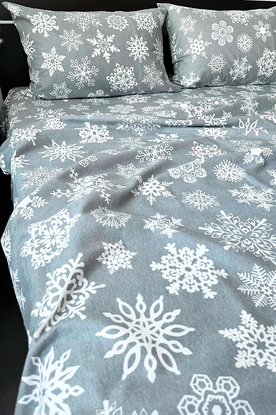 Комплект постільної білизни (сімейний) Mazani Сніжинки (фланель) | Mazani - 1
