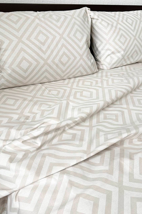 Комплект постільної білизни (двоспальний) Mazani Ромби (beige) | Mazani - 1