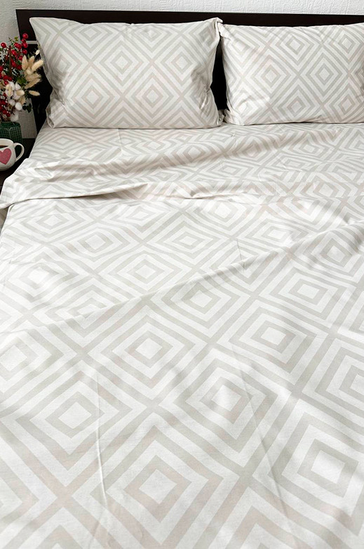Комплект постільної білизни (сімейний) Mazani Ромби (beige) | Mazani - 1