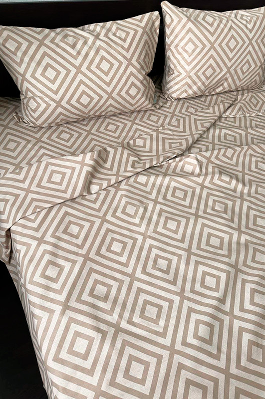 Комплект постільної білизни (євро) Mazani Ромби (brown) | Mazani - 1